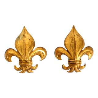 Fleur-De-Lis Wall Lamps in Gold-Plated Metal by Hans Kögl, 1970s, Set of 2 For Sale