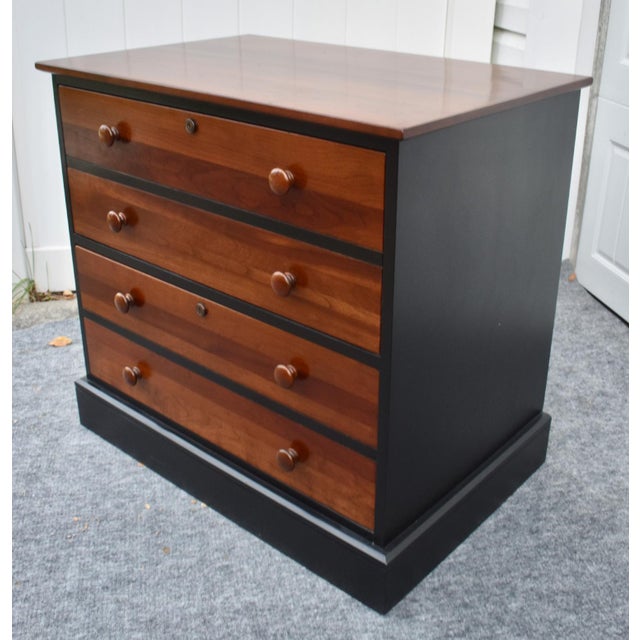 Ethan Allen Cherry 2 Drawer Lateral File Cabinet Two Tone Black Locking Chest For Sale - Image 12 of 18