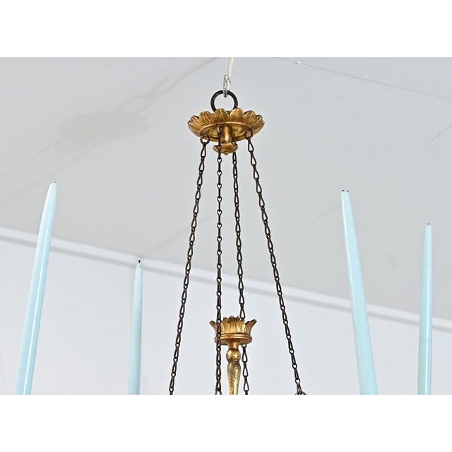 19th Century Neoclassical Giltwood Candle Chandelier For Sale - Image 11 of 12