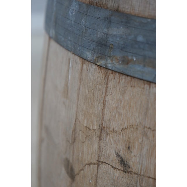 Vintage Oak Wine Barrel Table W. Glass Top For Sale - Image 9 of 13