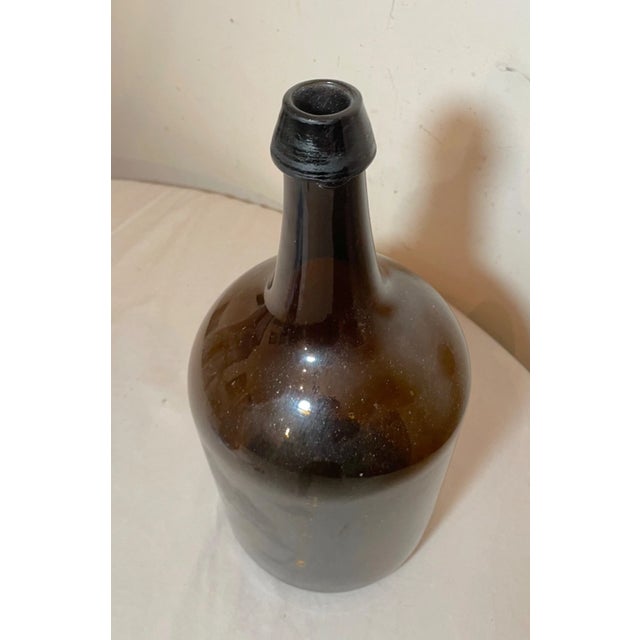 American Large Rare Antique 1800's Hand Blown Green Glass Demijohn Carboy Wine Bottle Jar For Sale - Image 3 of 6