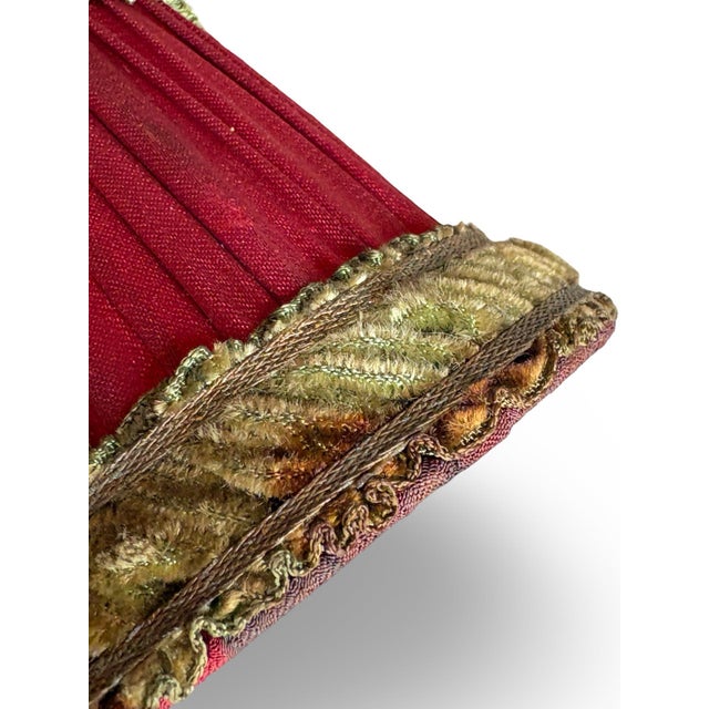 1920s Antique French Raspberry Silk Boudoir Lampshades With Gold Chenille Trim - Set of Five For Sale - Image 5 of 9