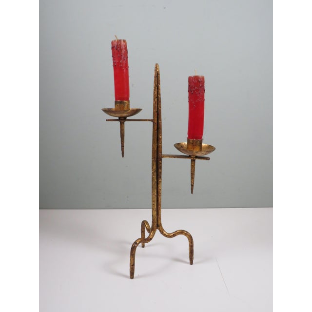 Brutalist Sculptural Candleholder in Handcrafted Metal, 1960s For Sale - Image 12 of 14