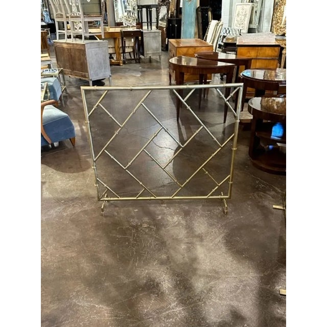 Bamboo Form Brass Fire Screen For Sale In Dallas - Image 6 of 7