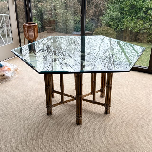 Mid-Century Modern Hexagonal McGuire Dining Table For Sale - Image 3 of 10