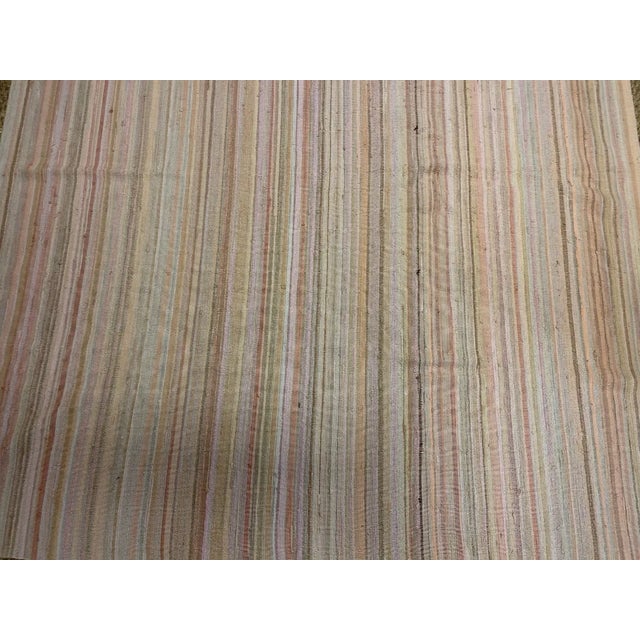 Vintage Strie Stripe Hand Knotted Fabric in Natural Tones For Sale - Image 4 of 5