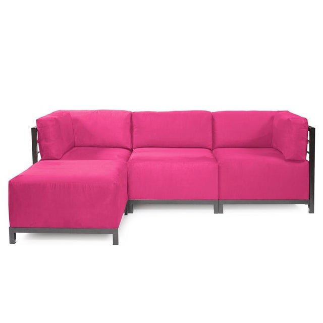 Kenneth Ludwig Chicago Axis 4pc Sectional Regency Fuchsia Titanium Frame For Sale - Image 4 of 6