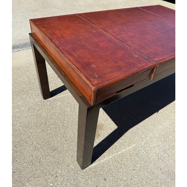 Wood Claudio Mariani Hand Stitched Leather-Top Desk For Sale - Image 7 of 8