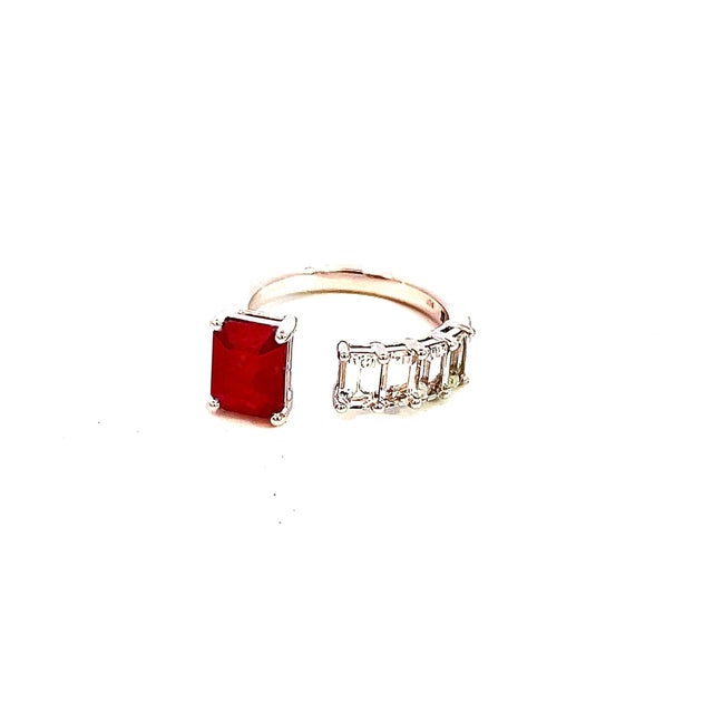 Metal Natural Ruby Sapphire Ring Size 6.5 14k Y Gold 3.11 TCW Certified For Sale - Image 7 of 10