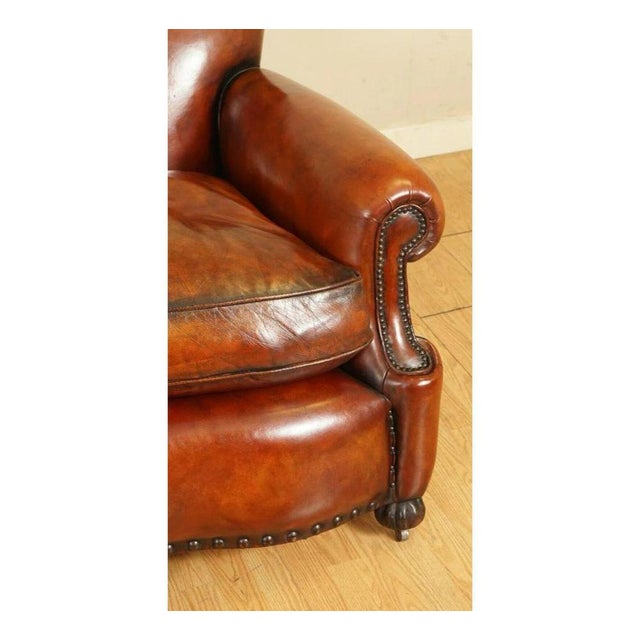 Brown Antique Edwardian Hand Dyed Whisky Brown Sofa, 1890s For Sale - Image 8 of 13