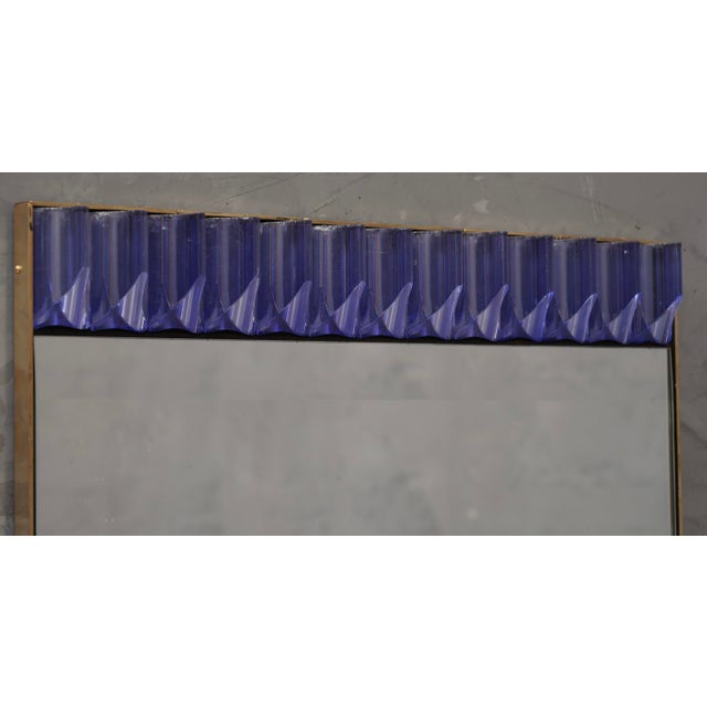 Periwinkle Murano Glass and Brass Wall Mirror, 1990s For Sale - Image 6 of 10