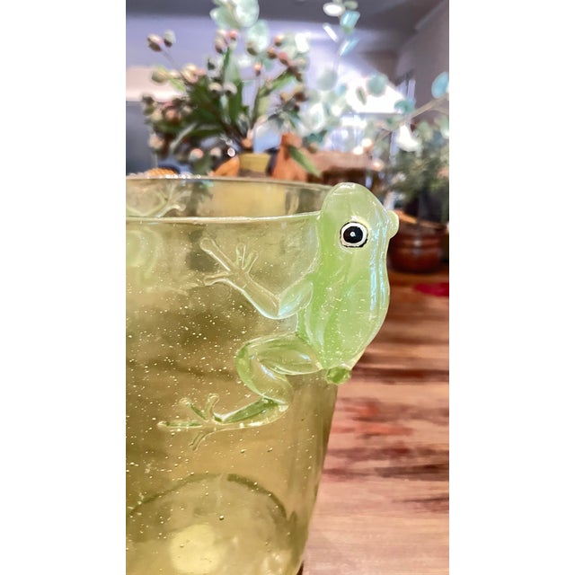 Vintage Mid-Century Translucent Green Lucite Ice Bucket Bottle CoolerTree Frog Handles For Sale - Image 4 of 5