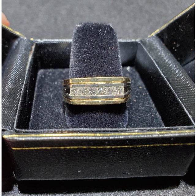 Princess Cut Diamond Wedding Band .64cttw 14k Two-Toned Gold, Size 8 For Sale - Image 4 of 4