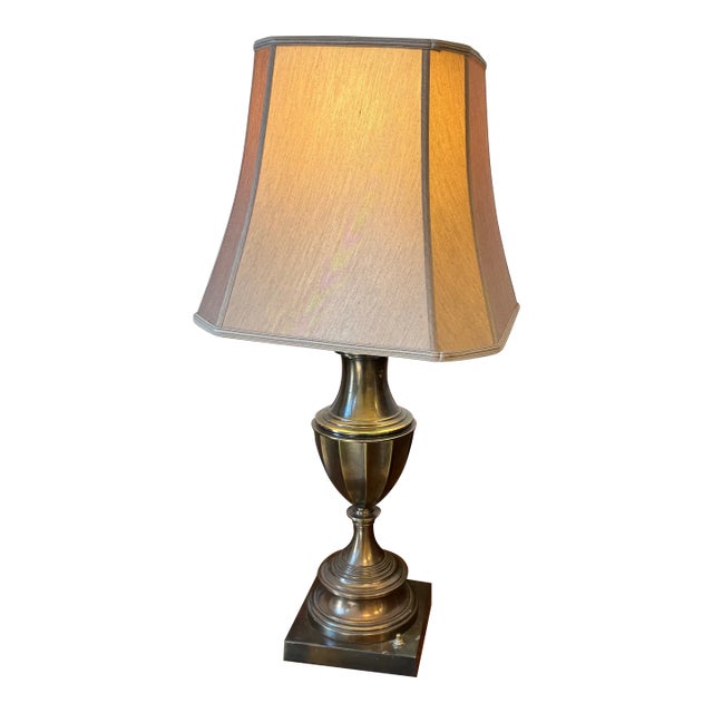 Vintage Stiffel Turned Brass Table Lamp For Sale