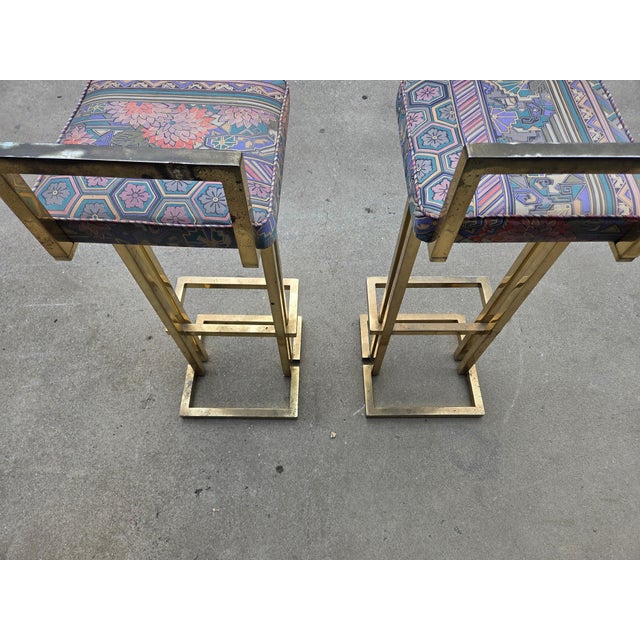 Pair of Brass Barstools in the Style of " Maison