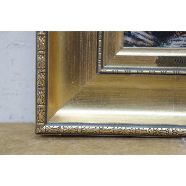 Late 20th Century Jean Betourne Limoges Enamel on Copper Winter Farmhouse Landscape Scene For Sale - Image 4 of 10