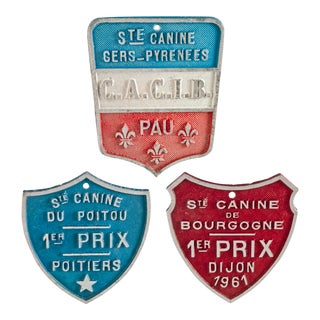 Vintage French Dog Show Award Plaques - Set of 3 For Sale