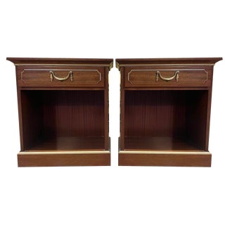 Mahogany and Brass Bedside Tables, Set of 2 For Sale
