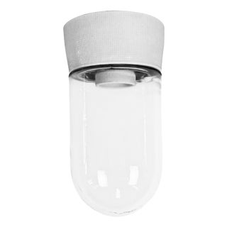 Vintage White Porcelain and Glass Ceiling Light, 1970s For Sale