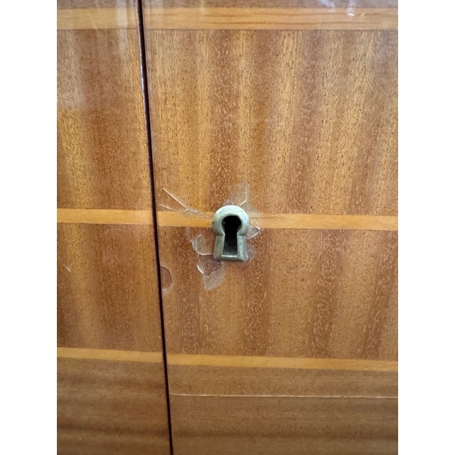 1960s Mid-Century Modern French Mahogany Sideboard Credenza With Brass Accents For Sale - Image 11 of 12