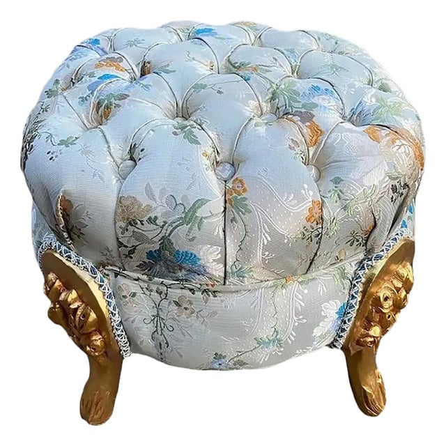 Late 20th C. French Louis XVI Gilt Beech Pistachio Bench For Sale