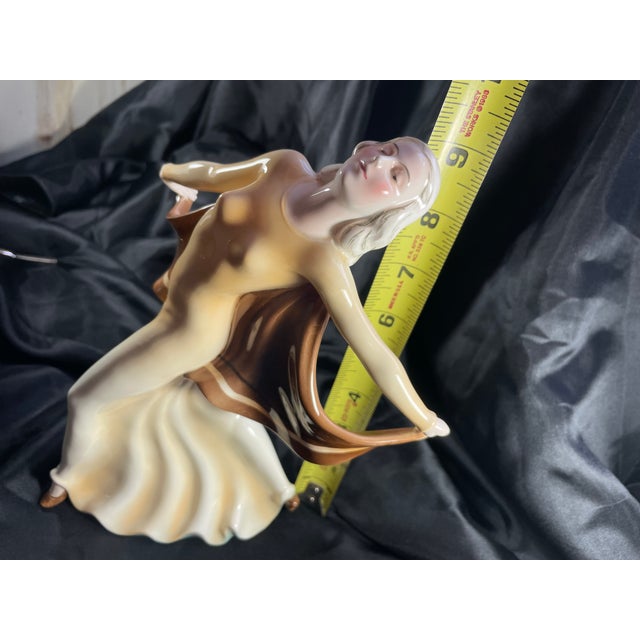 Vintage 1930s 1940s German Dancing Woman Ceramic Figurine by Josef Lorenzl For Sale - Image 9 of 9