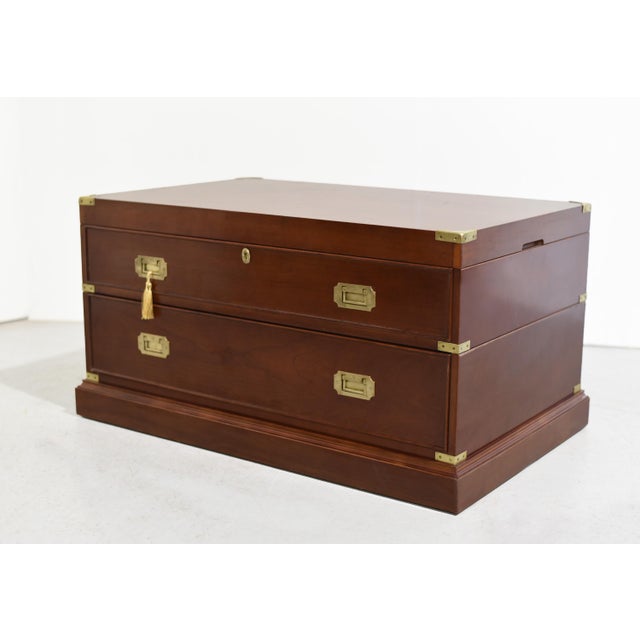 Campaign Vintage Campaign Style Lift Top Coffee Table or Storage Box For Sale - Image 3 of 12