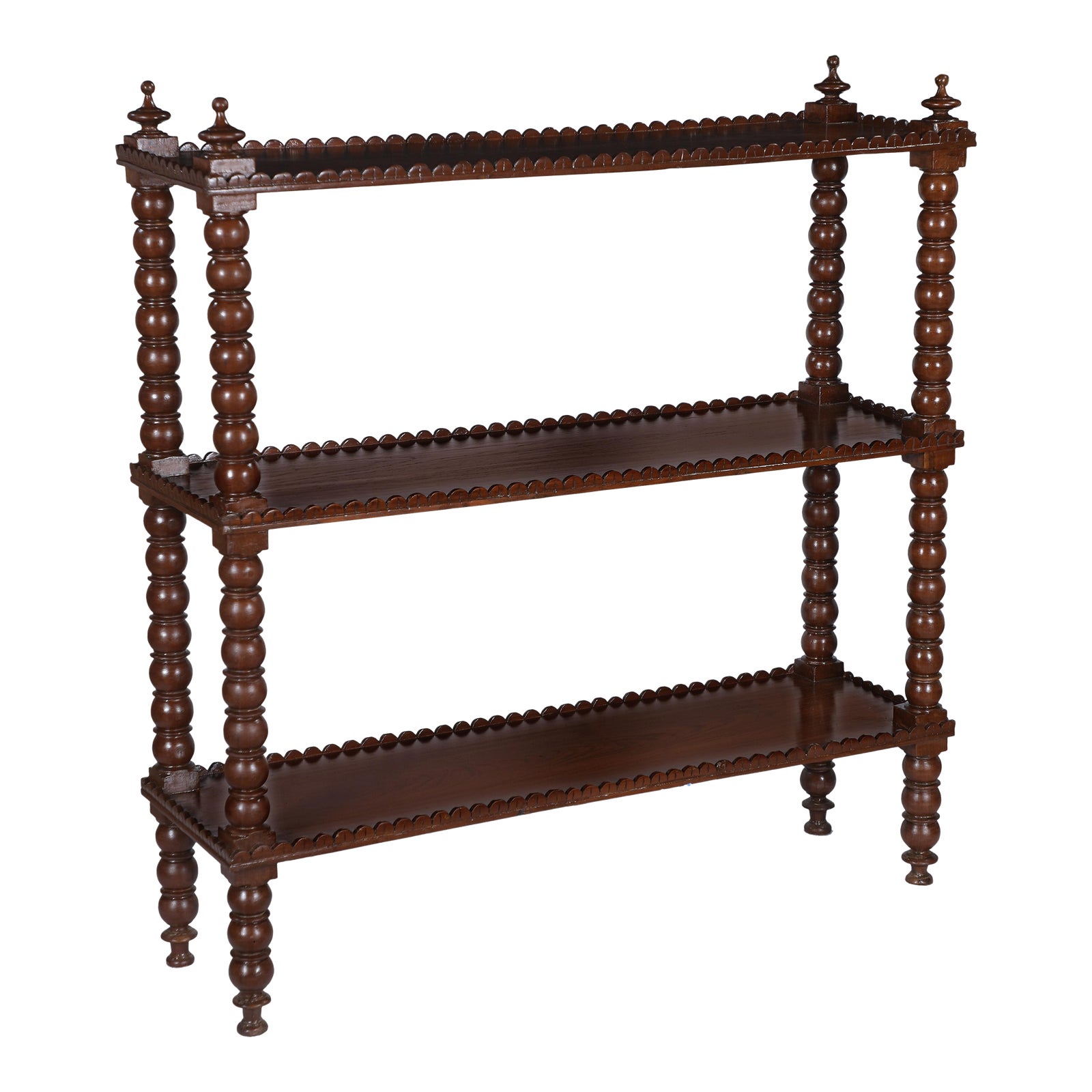 Spindle Sided Mahogany Bookcase Shelves, 1950s Chairish