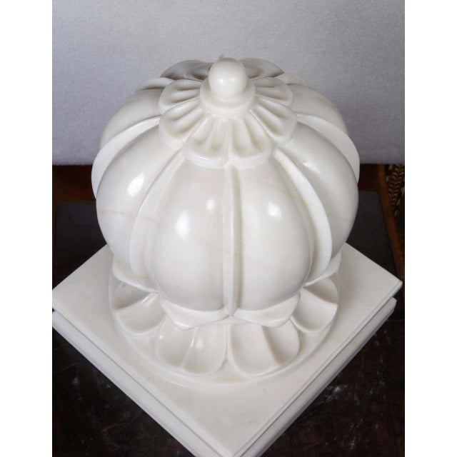 1990s Large White Marble Carpet Weight From India For Sale - Image 5 of 6