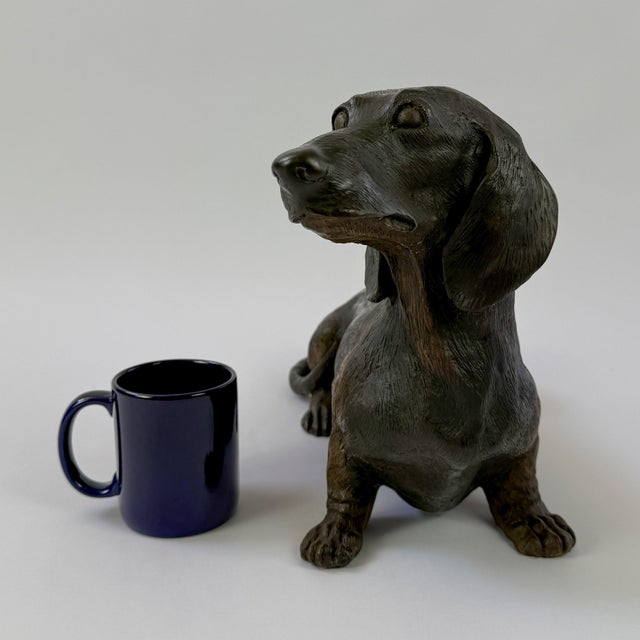 Late 20th Century Bronze Dachshund Sculpture – Long Body Dog Statue - 20"l For Sale - Image 9 of 10