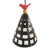 Contemporary Handmade Ceramic Black Cage, Pendant Light in Red and Yellow Bead Detailing For Sale