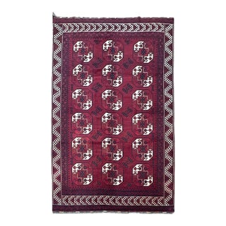 Vintage Afghan Elephant Foot Wool Rug 7’2” X 10’4” For Sale