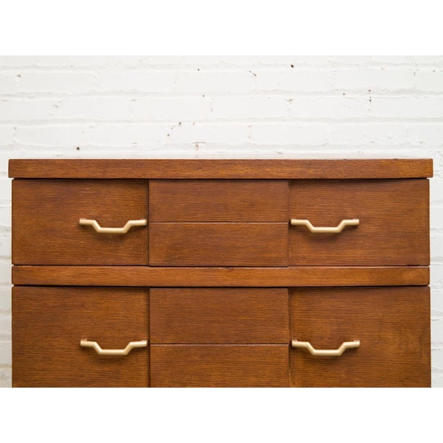 Four Drawer 1950s High Boy With Gold Hardware For Sale - Image 4 of 11