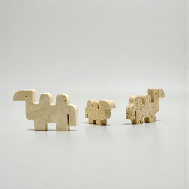Beige Italian Travertine Camel Sculptures, 1960s, Set of 3 For Sale - Image 8 of 13