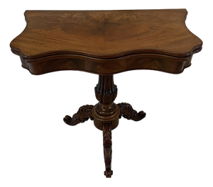 Antique Victorian Figured Mahogany Card or Console Table, 1860s