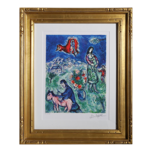 Sur La Route Du Village (On the Village Road), Marc Chagall Giclee on Paper, Signed in Plate