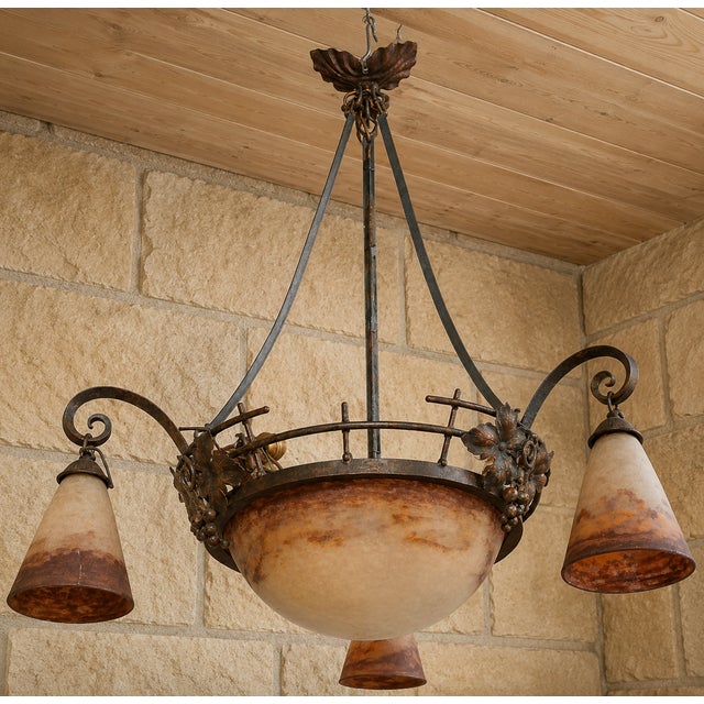 19th Century Art Nouveau Wrought Iron Chandelier by Degué, 1890s For Sale - Image 5 of 5