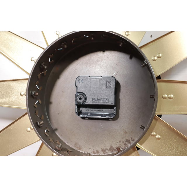 Vintage Mid Century Elgin Starbust Wall Clock 50's 60's Modern Retro Gold Black For Sale - Image 10 of 10
