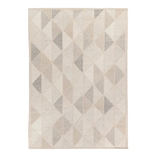 Scandinavian Rug in White, Greige Geometric Pattern by Rug & Kilim 13x19 For Sale