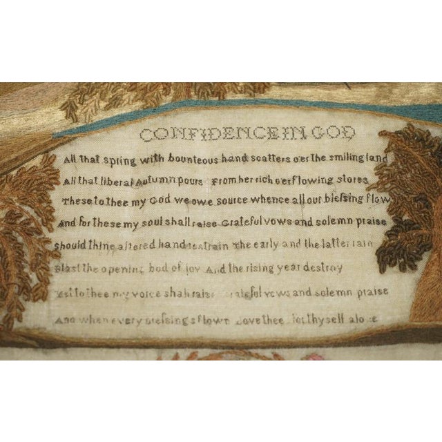 Antique William IV Needlework Stumpwork Sampler with Hardwood Frame, 1834 For Sale - Image 4 of 18