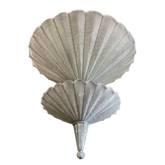 Chandelier with Two Fans in Murano Glass Beads, 1950s For Sale - Image 3 of 7