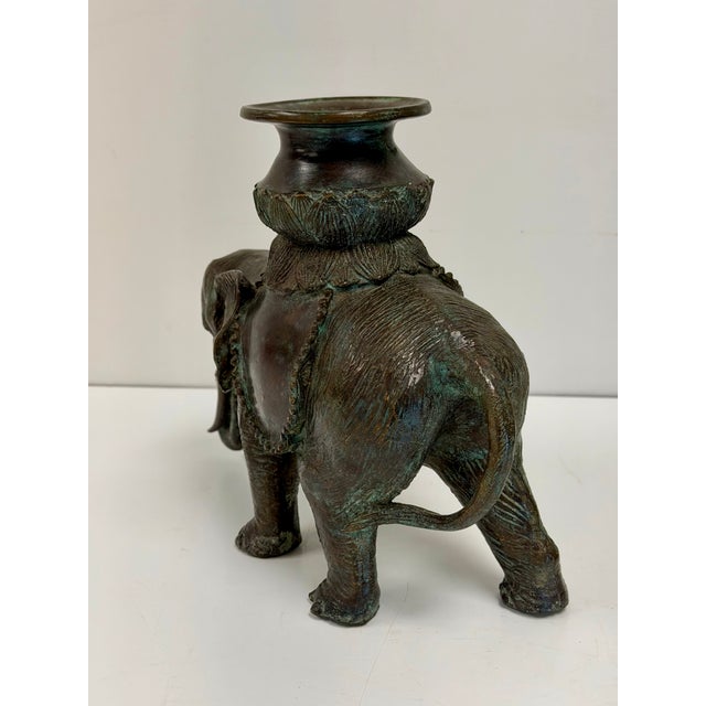 Vintage Maitland-Smith Bronze Elephant Sculpture Candle Holder For Sale In Raleigh - Image 6 of 12