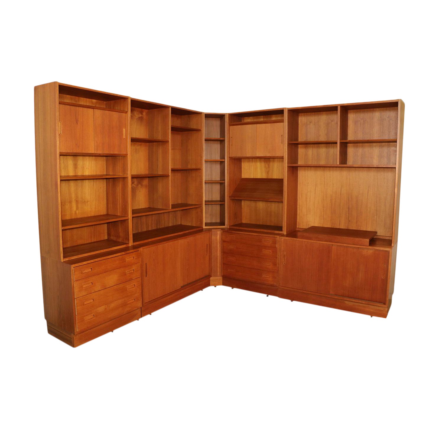 Danish Poul Hundevad Teak Mid Century Modern Wall Unit Hutch Chairish