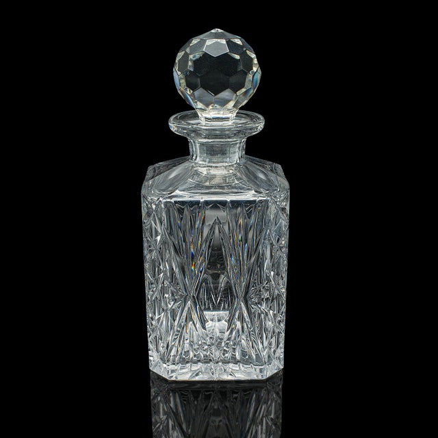 1930s Vintage Whiskey Decanter, English, Crystal Glass, Scotch Bottle, Barware, c.1930 For Sale - Image 5 of 12