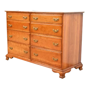 L. & J. G. Stickley Georgian Solid Cherry Wood Eight-Drawer Double Dresser, 1950s