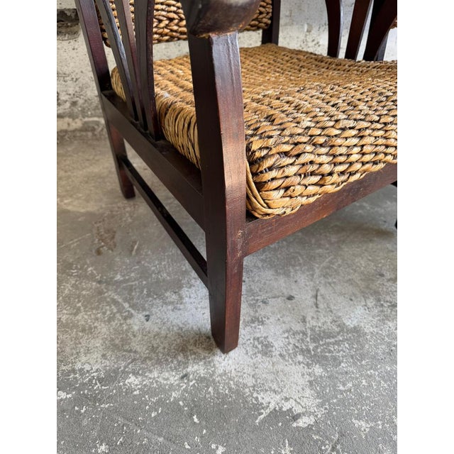 Set of Colonial Rattan Armchairs with Wooden Frame, Set of 2 For Sale - Image 12 of 13