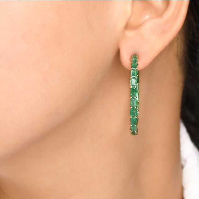5.20 cts Natural Zambian emerald earrings in 14k gold For Sale - Image 10 of 18