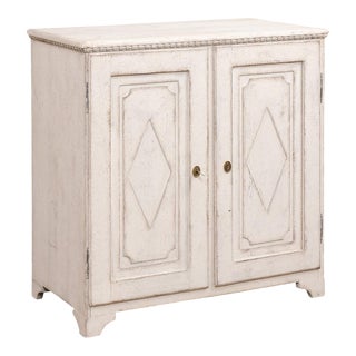 Swedish Late Gustavian 1820s Painted Wood Sideboard with Multiple Inner Drawers For Sale