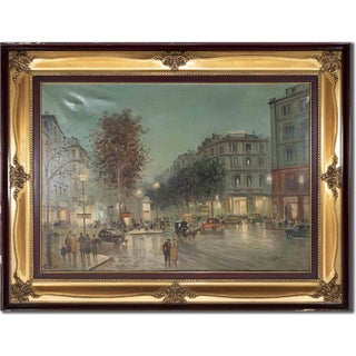 Unknown, A Night in Paris, Mid-20th Century, Oil Painting, Framed For Sale