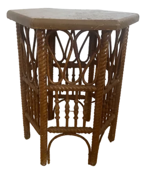Barley Twist Wood and Wicker Table
